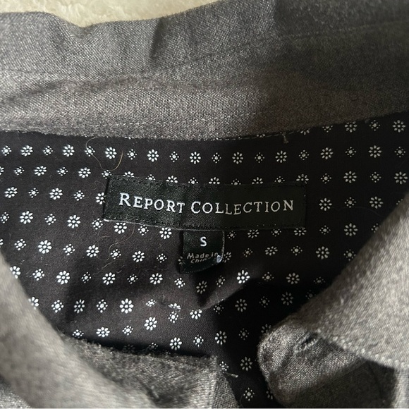 Men's Small Report Collection Classic Gray Button-Up Long Sleeve Shirt - Picture 3 of 6